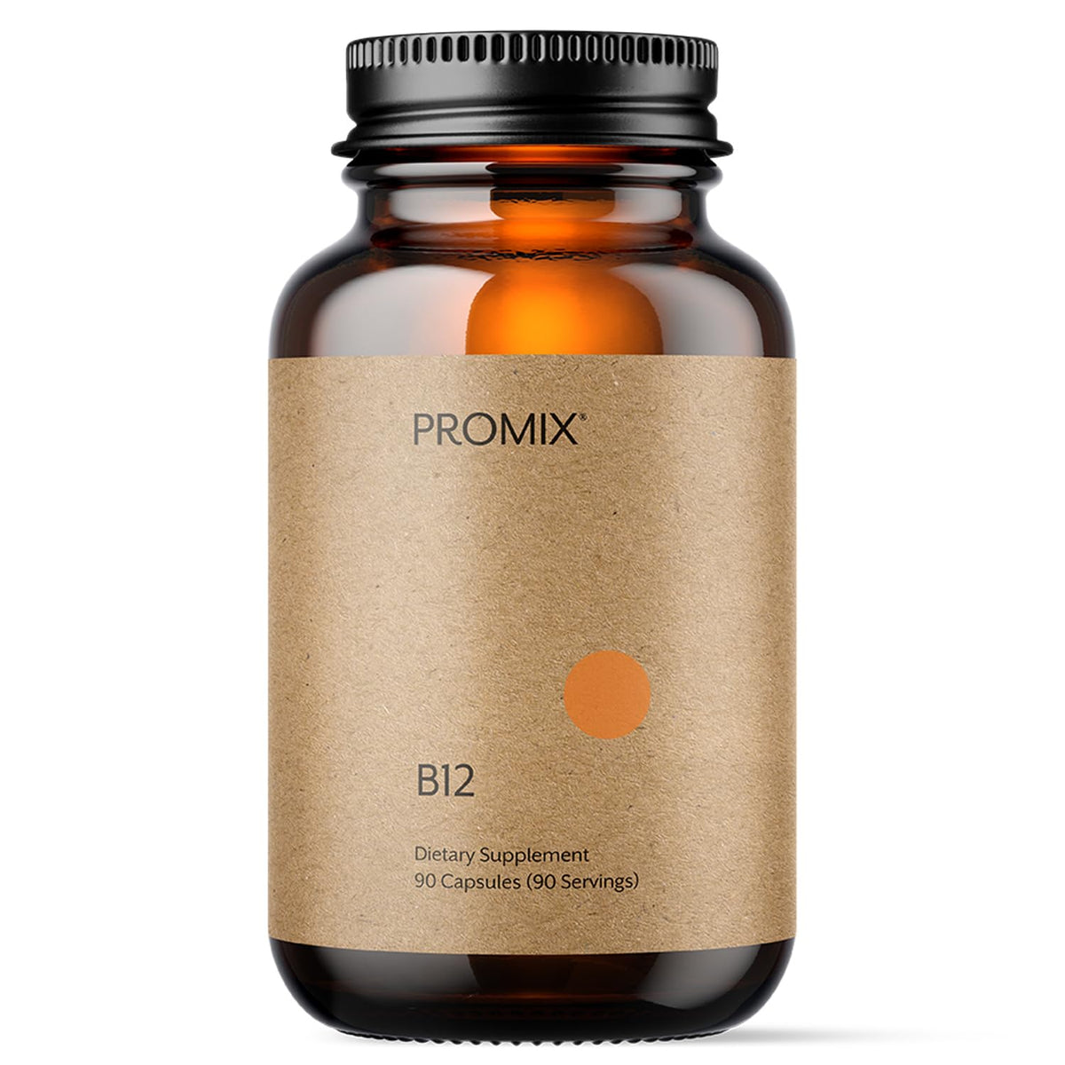 ProMix Nutrition B12 bottle with methylcobalamin for potential energy support.