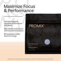 Promix Nutrition beta-alanine and tyrosine visuals highlight endurance and cognitive support.