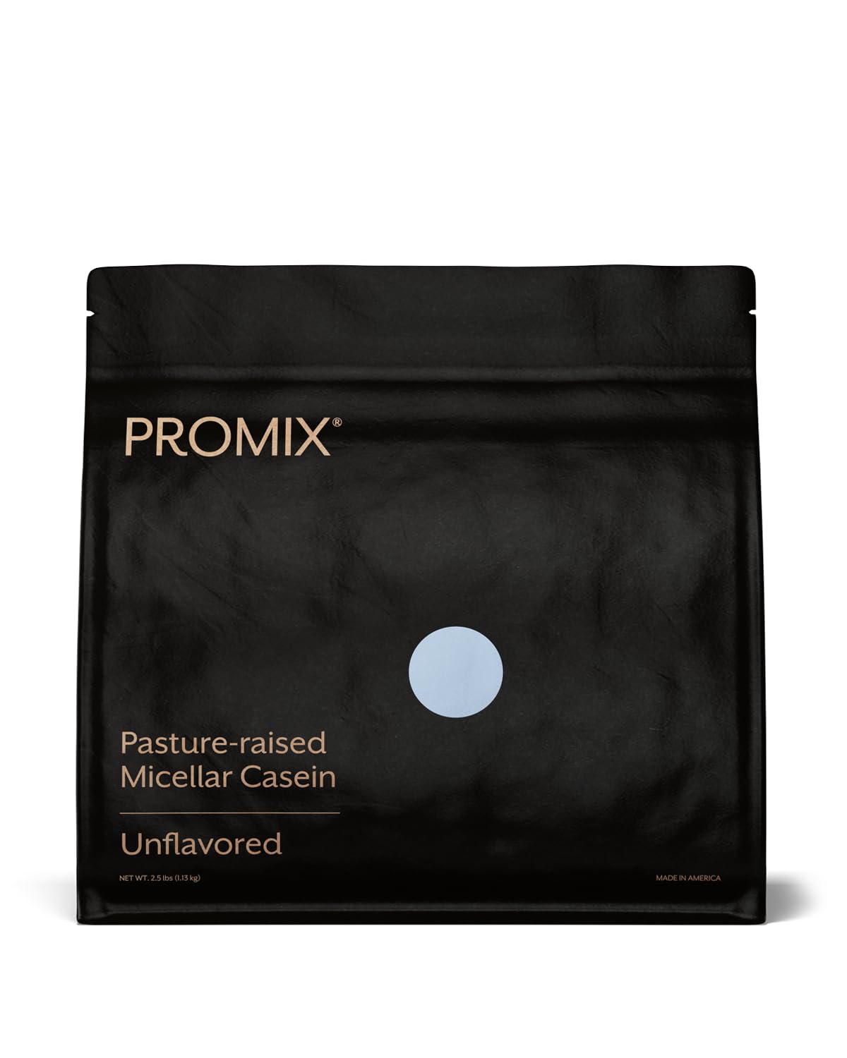 ProMix Nutrition Casein protein powder bag label highlighting grass-fed sourcing