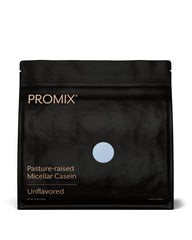 ProMix Nutrition Casein protein powder bag label highlighting grass-fed sourcing