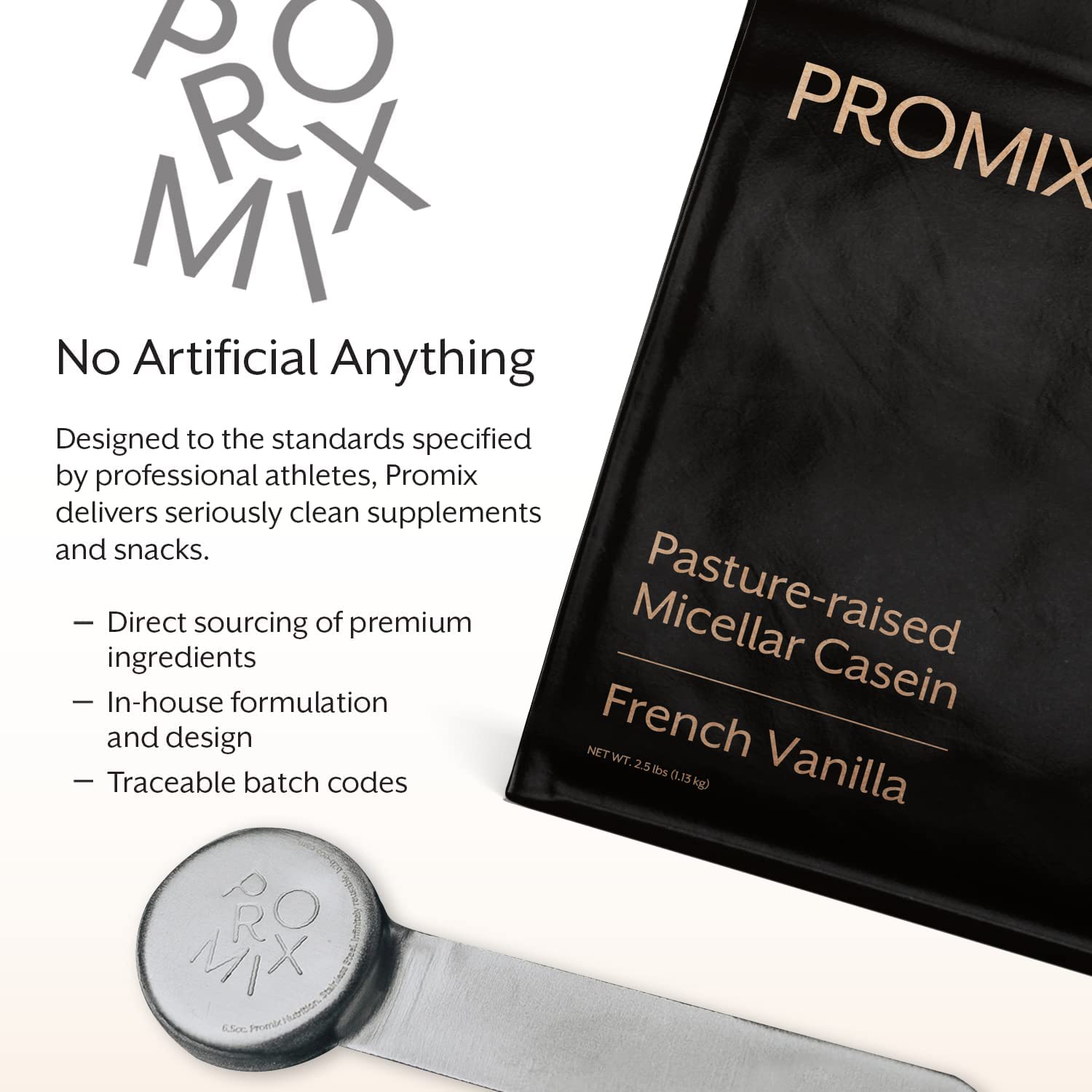 ProMix Casein vanilla-powder closeup emphasizes natural vanilla flavor