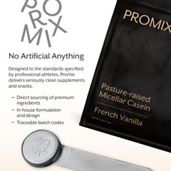 ProMix Casein vanilla-powder closeup emphasizes natural vanilla flavor