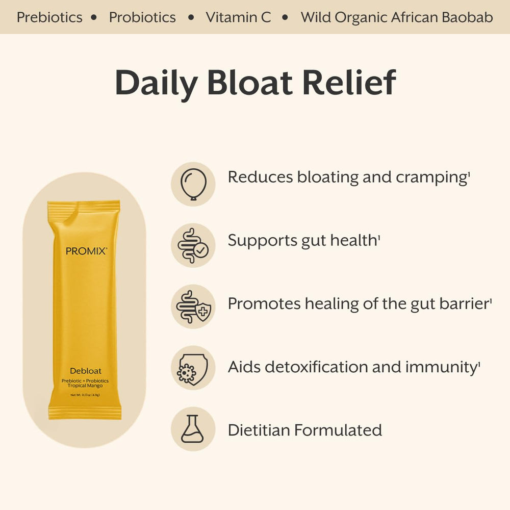 ProMix Nutrition Debloat capsules ready to take for gut balance.