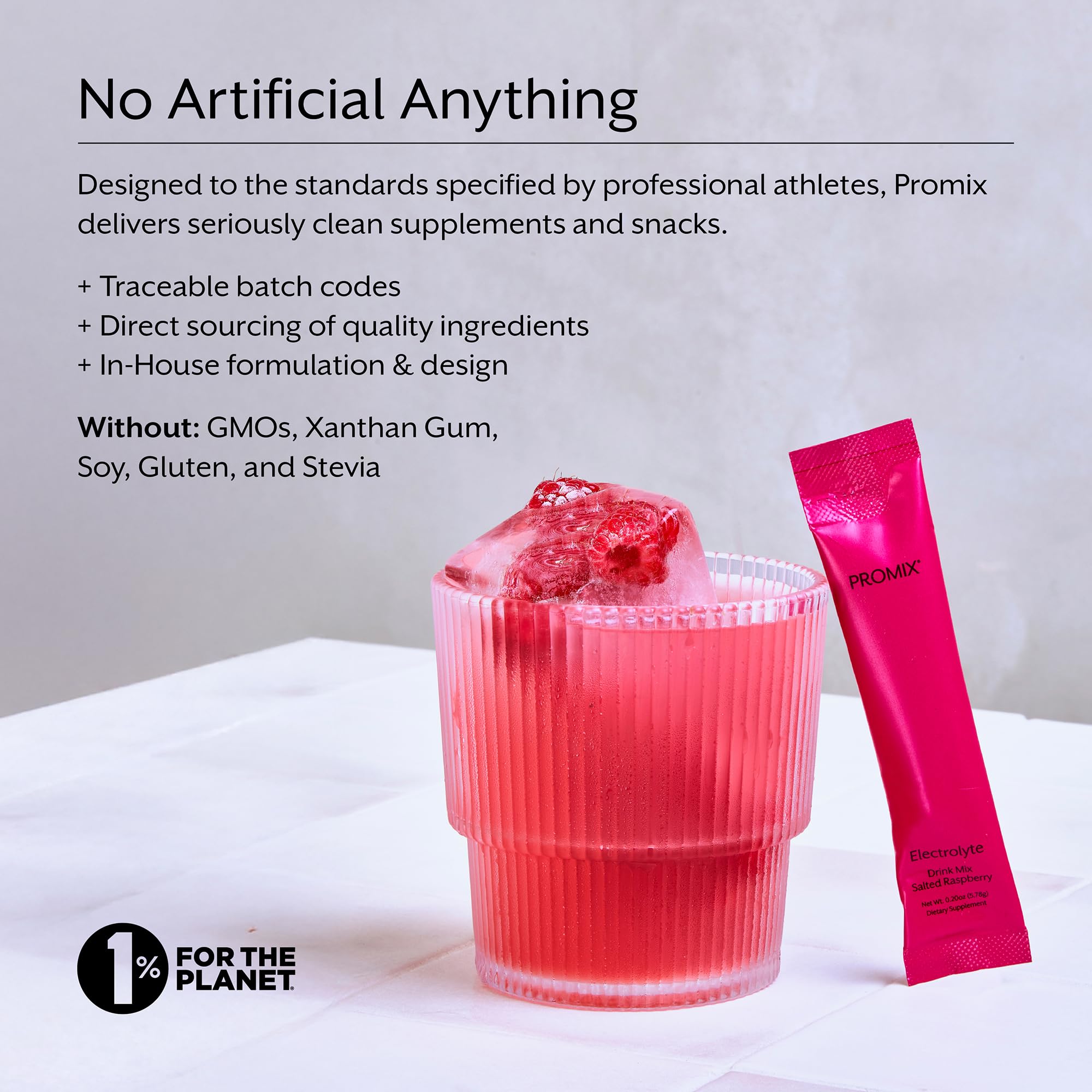 ProMix raspberry hydration solution served in glass with ice.