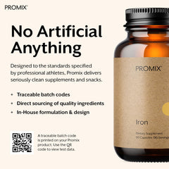 Promix Nutrition Heme Iron packaging emphasizing North American ingredients and sustainability