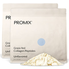Promix Nutrition hydrolyzed collagen bottle showing grass-fed ingredients for skin and joint support