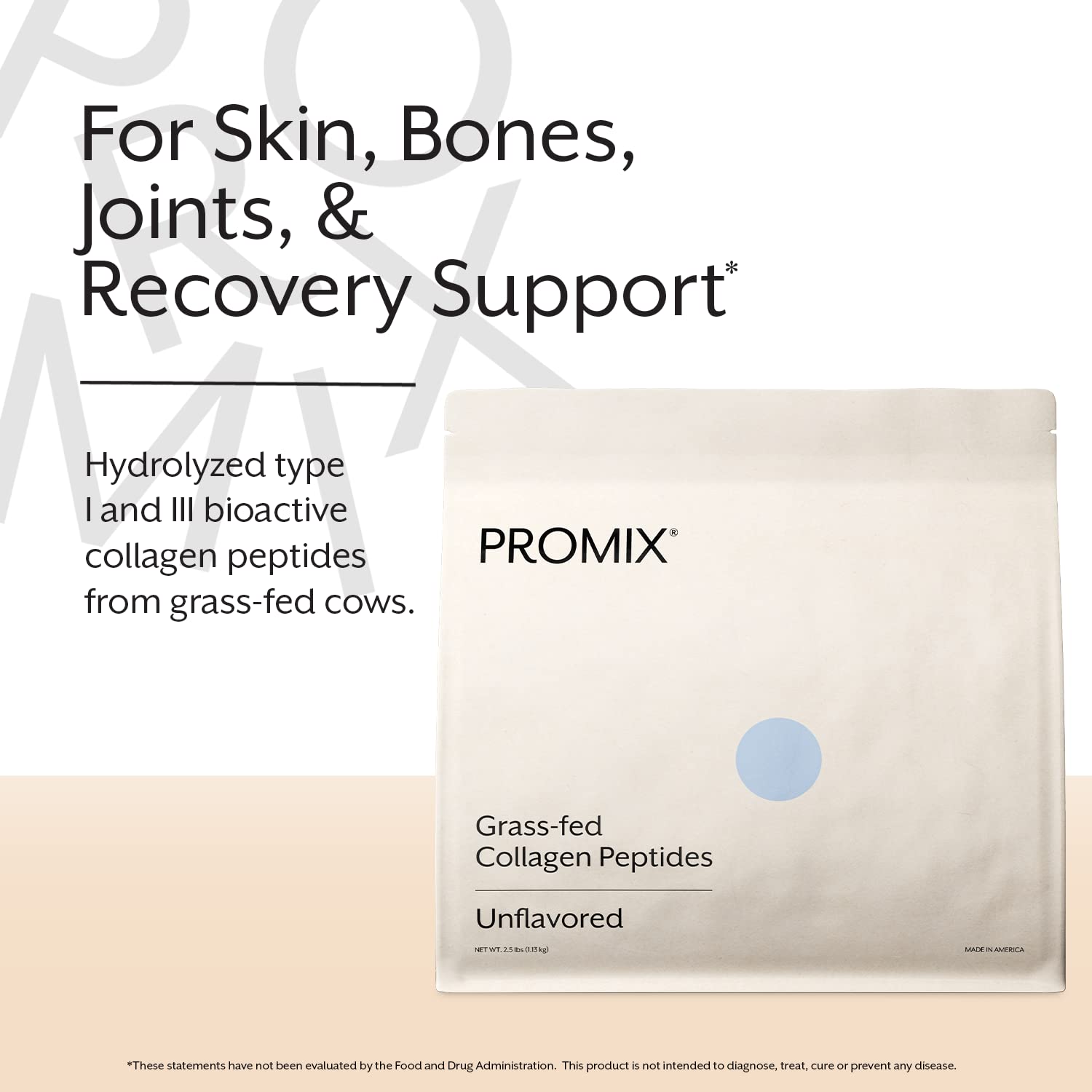 Promix Nutrition collagen peptide scoop highlights 20g protein per serving for energy and workouts