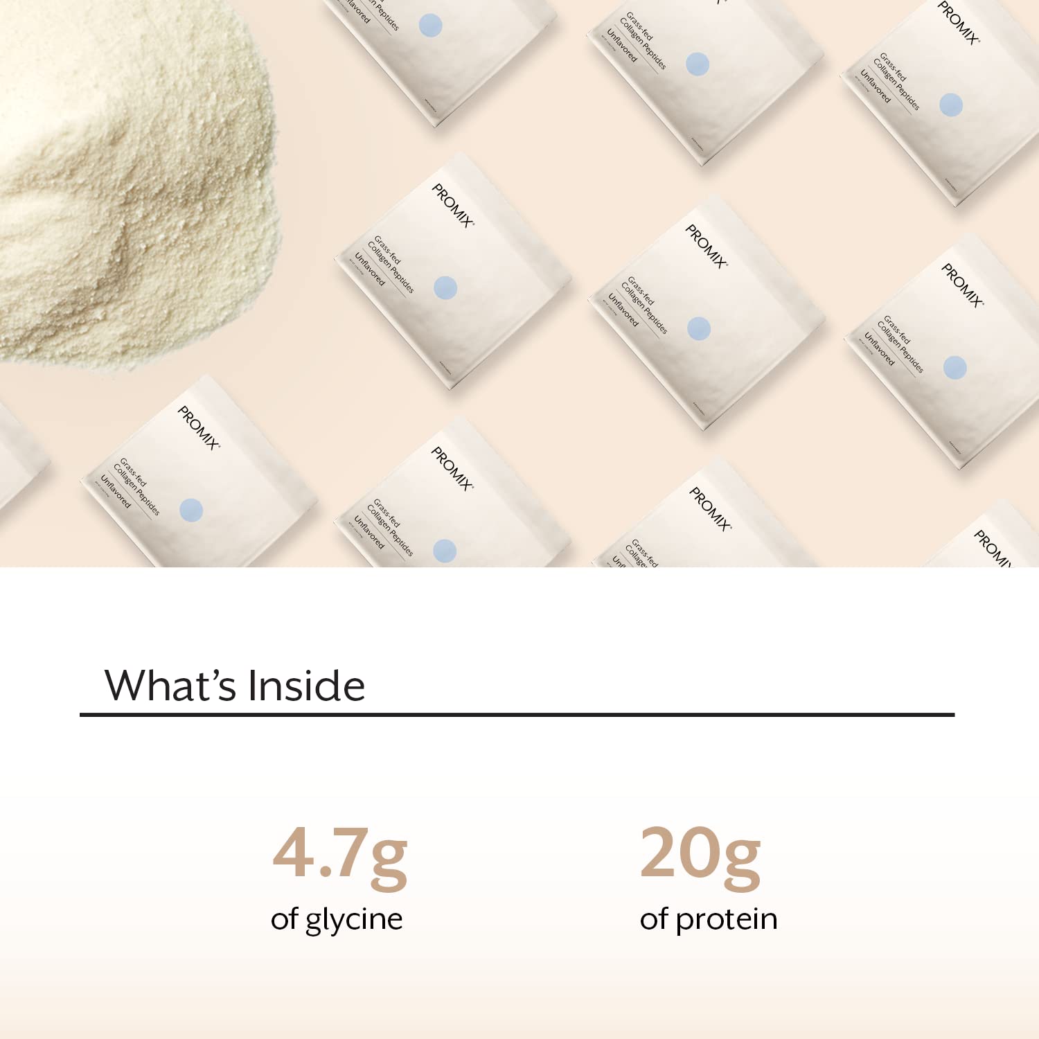 Unsweetened Promix collagen powder blends smoothly into shakes without added flavors