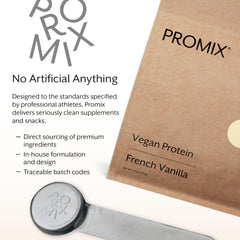 Promix packaging highlighting non-GMO, gluten-free and North American production