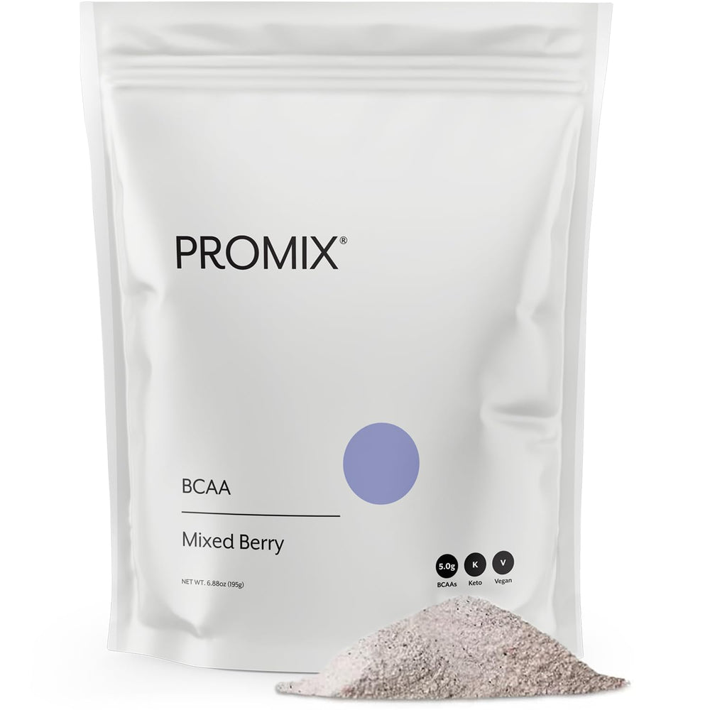 Promix BCAA powder tub with mixed-berry flavor for post-workout recovery