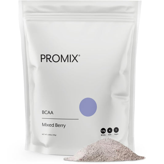 Promix BCAA powder tub with mixed-berry flavor for post-workout recovery