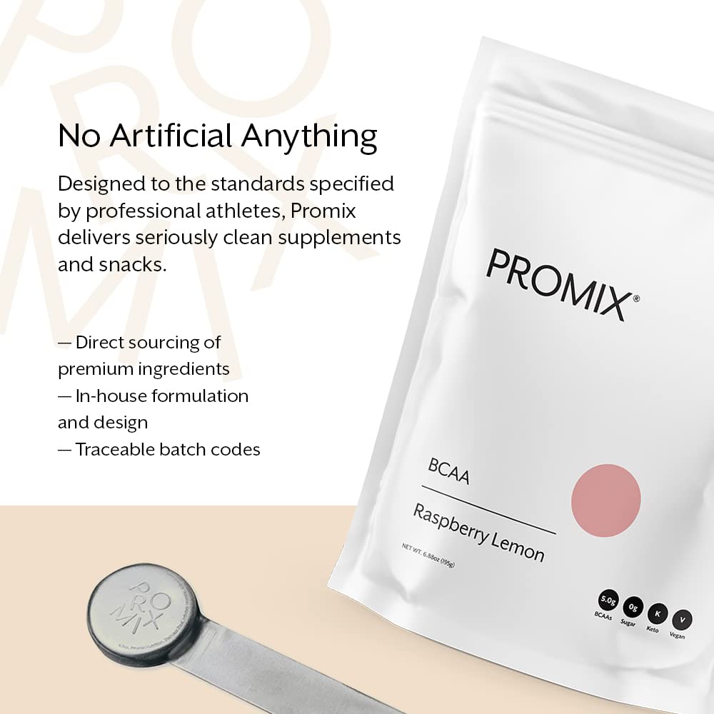 Open Promix BCAA pack close-up on powder.