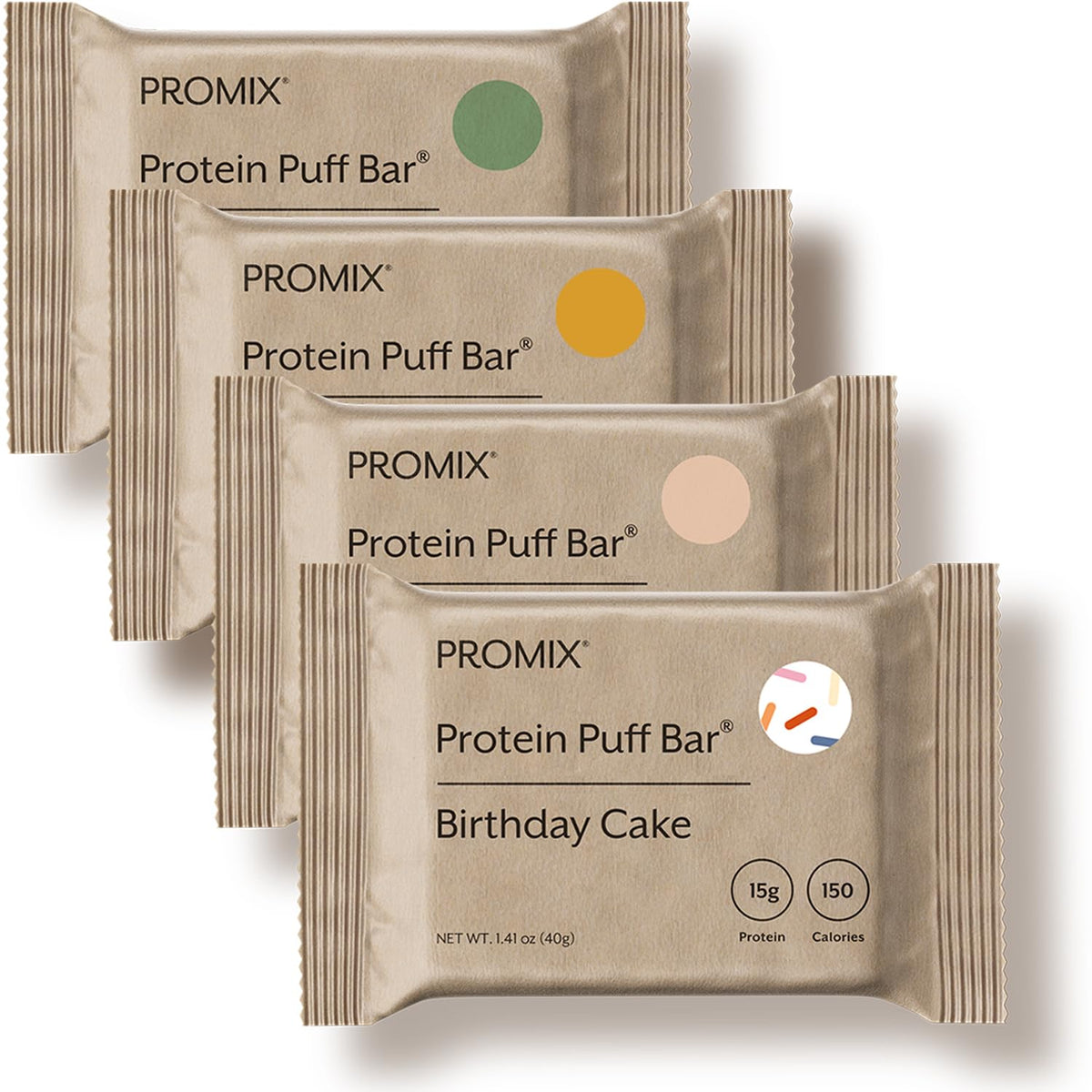 ProMix Nutrition Protein Puff Bars Birthday Cake pack for a high-protein snack.