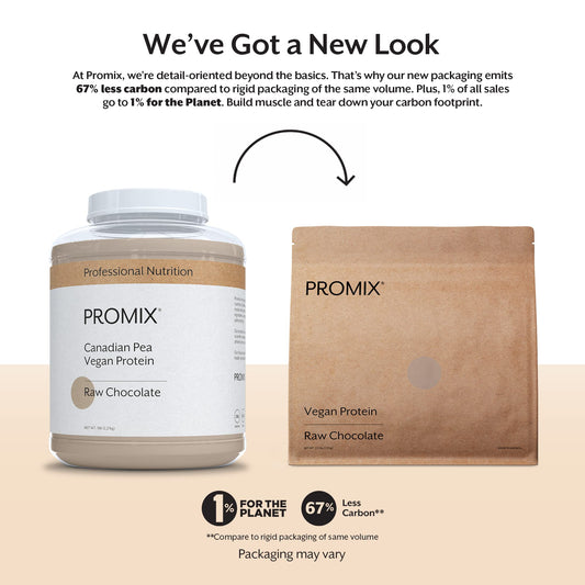 Promix vegan protein powder raw chocolate being poured into a shaker for easy blending