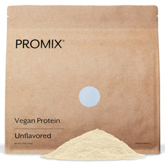 ProMix Nutrition vegan protein powder tub front view, unflavored, ideal for shakes.