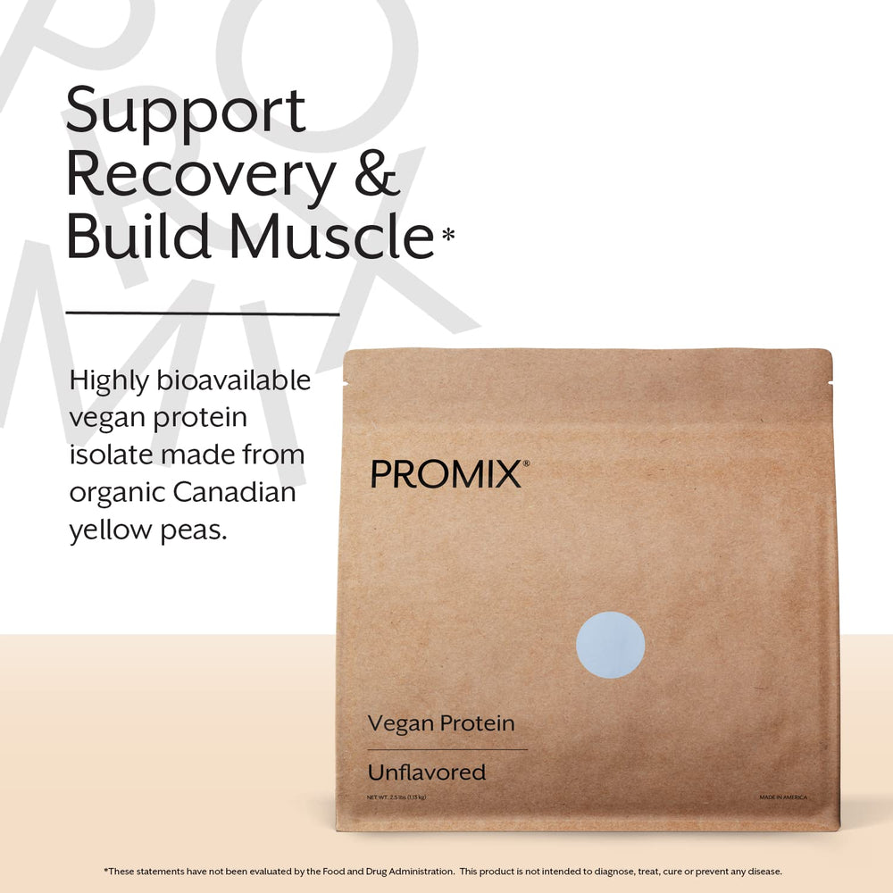 Pouring ProMix Nutrition vegan protein powder into a blender for smoothies.
