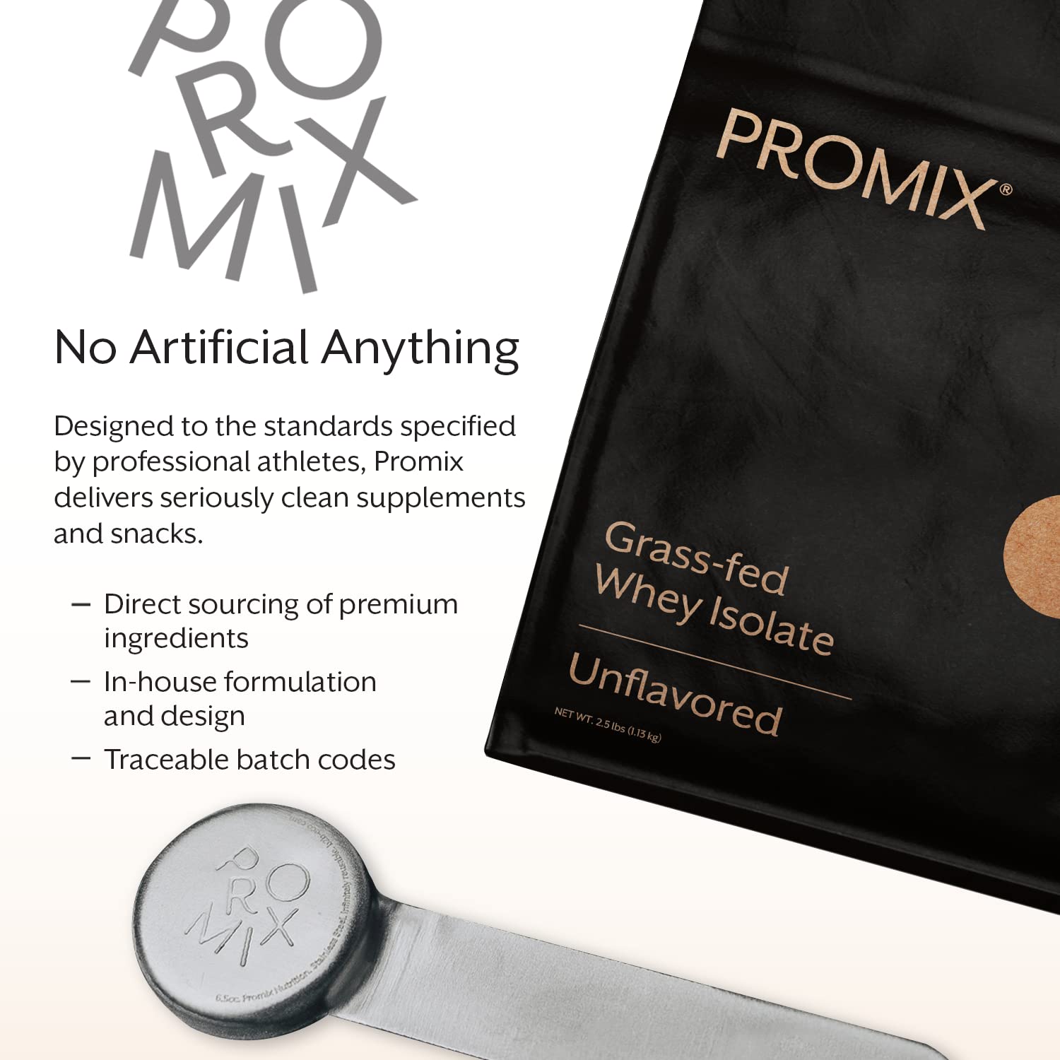 Promix Nutrition Whey Isolate packaging on display highlighting gluten-free, keto-friendly protein.