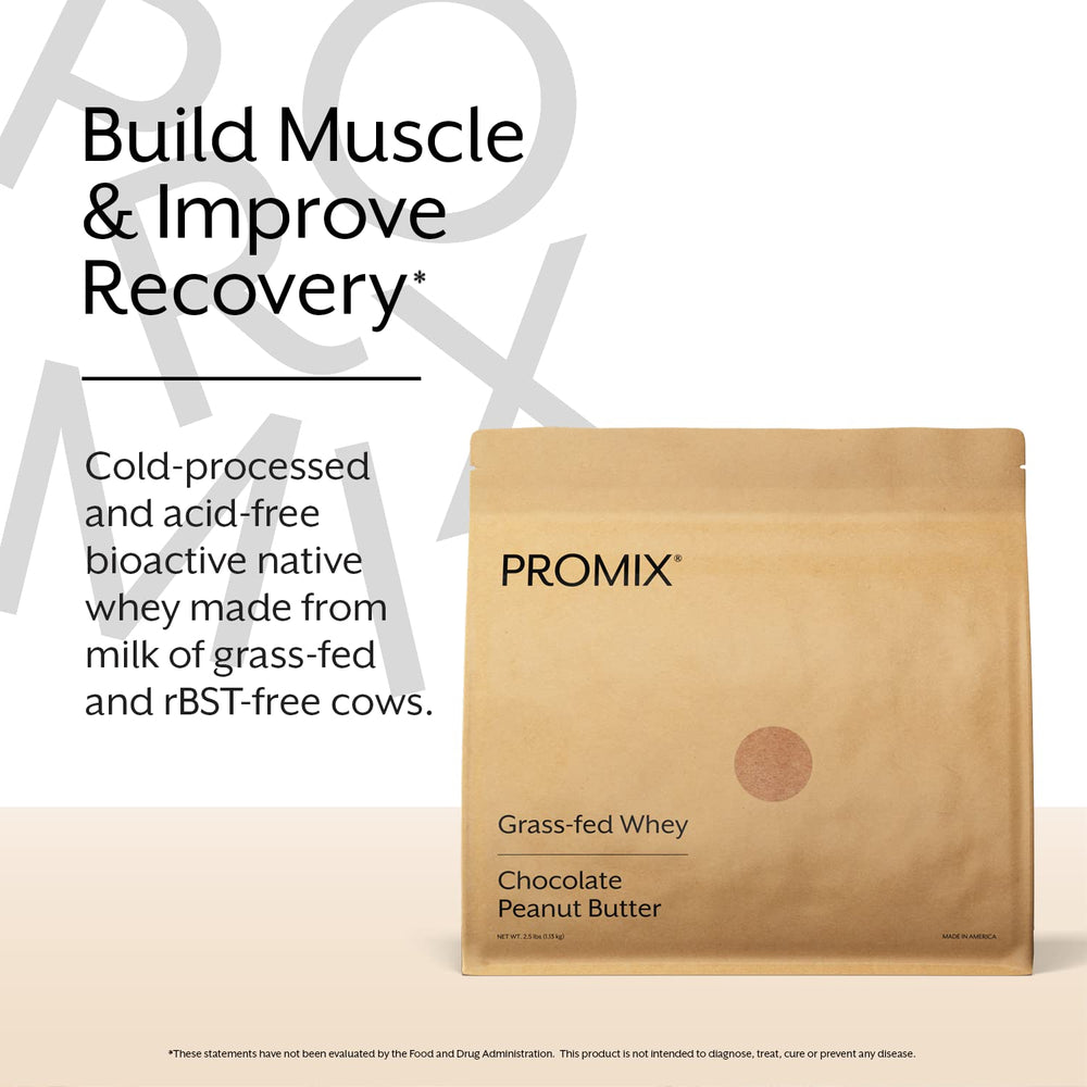 Promix whey powder scoop shows convenient serving size for daily protein.