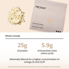 ProMix Nutrition Whey Protein Powder Cinnamon Swirl smoothie image demonstrates creamy texture and flavor