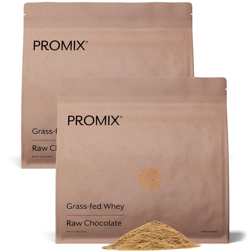 Promix Nutrition whey protein powder raw chocolate pour for quick post-workout shakes