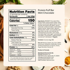 Promix Protein Puff Bars Mint Chocolate Bar closeup showing mint chocolate bar