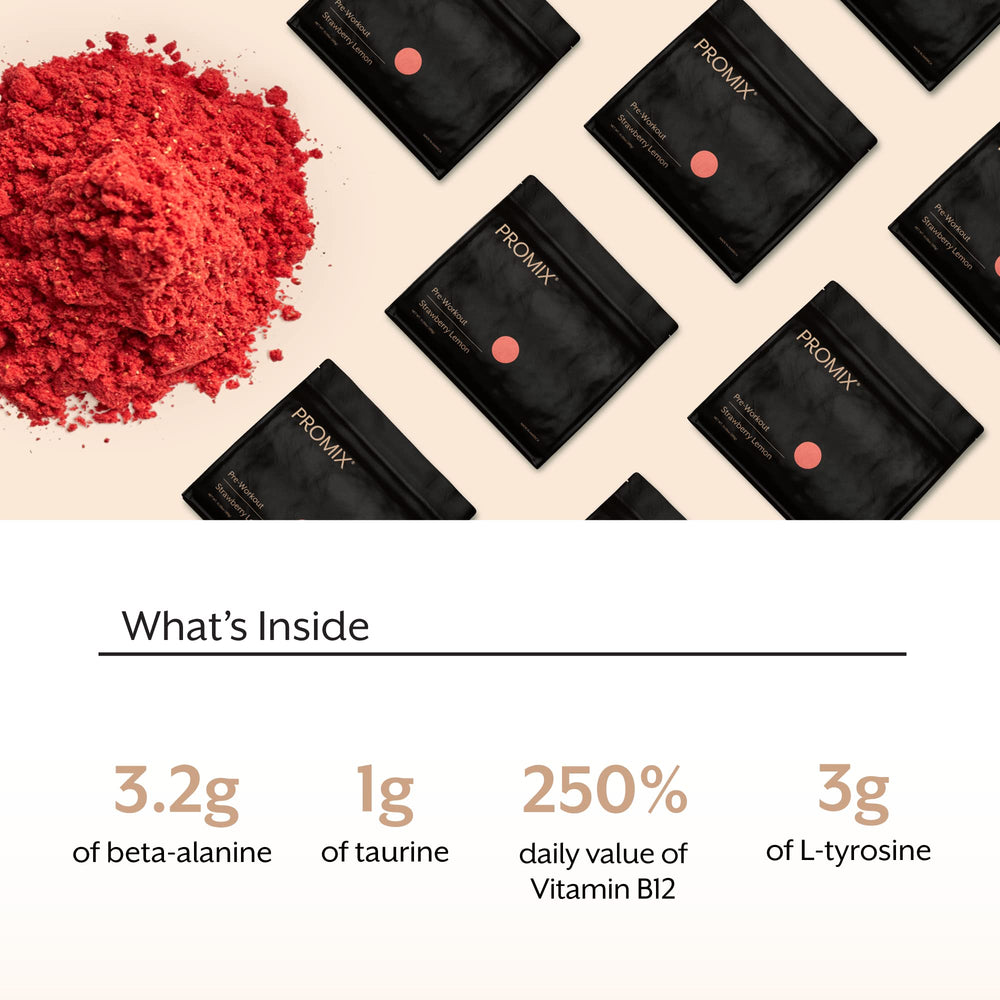 Promix Pre-Workout scoop illustrating serving size for consistent energy and focus.