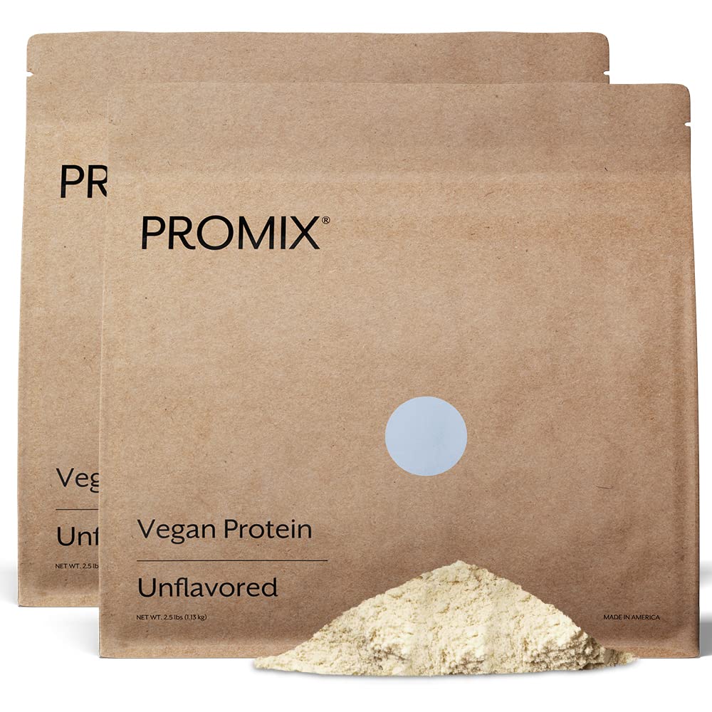 Promix Nutrition vegan protein canister, unflavored, ideal for post-workout shakes.
