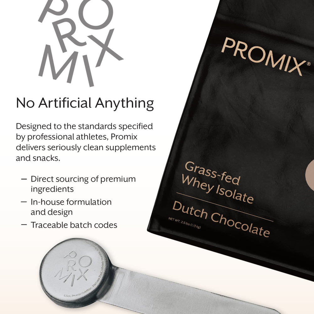 ProMix Nutrition Whey Isolate Chocolate nutrition label close-up.