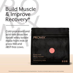 Promix Whey Isolate scoop and tub for easy measuring and servings.
