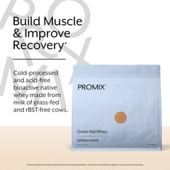 Promix whey protein grass-fed container highlighting natural antioxidants for everyday smoothies.