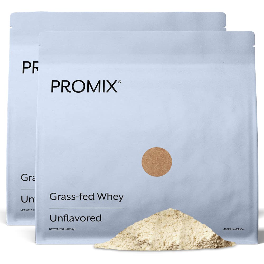 ProMix Nutrition Whey Protein Unflavored bag showing grass-fed formula for versatile shakes and recipes.