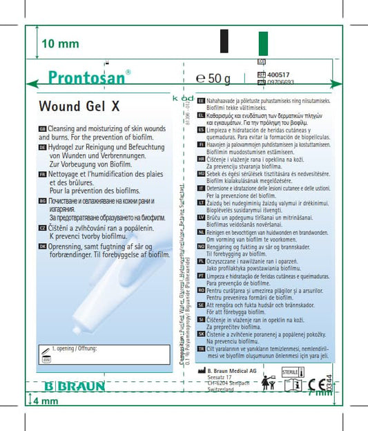 Close-up of Prontosan wound gel application on a wound surface