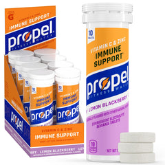 Propel Immune Support Tablets bottle with Lemon Blackberry flavor offering convenient hydration support.