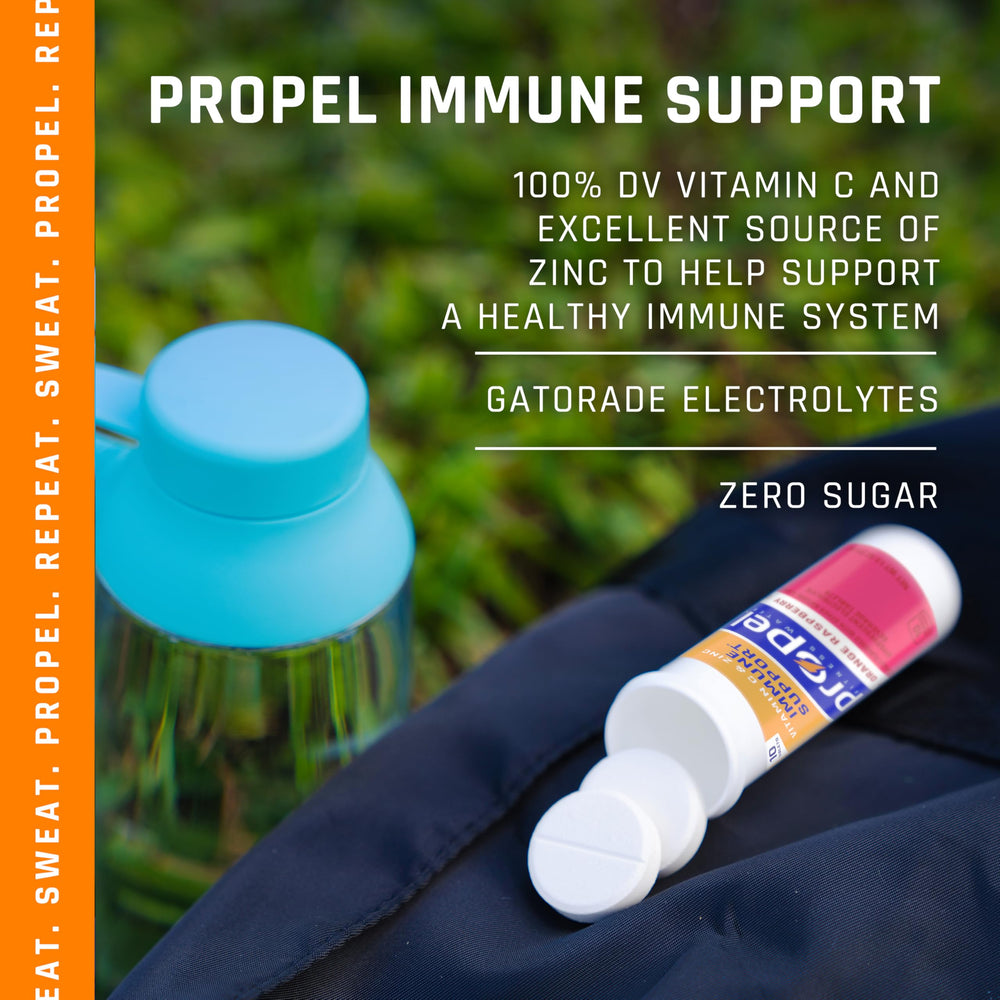 Propel packaging showing 80-count bottle ideal for daily hydration.