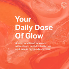 Proper Corals Daily Glow peach drink served in a glass for on the go hydration
