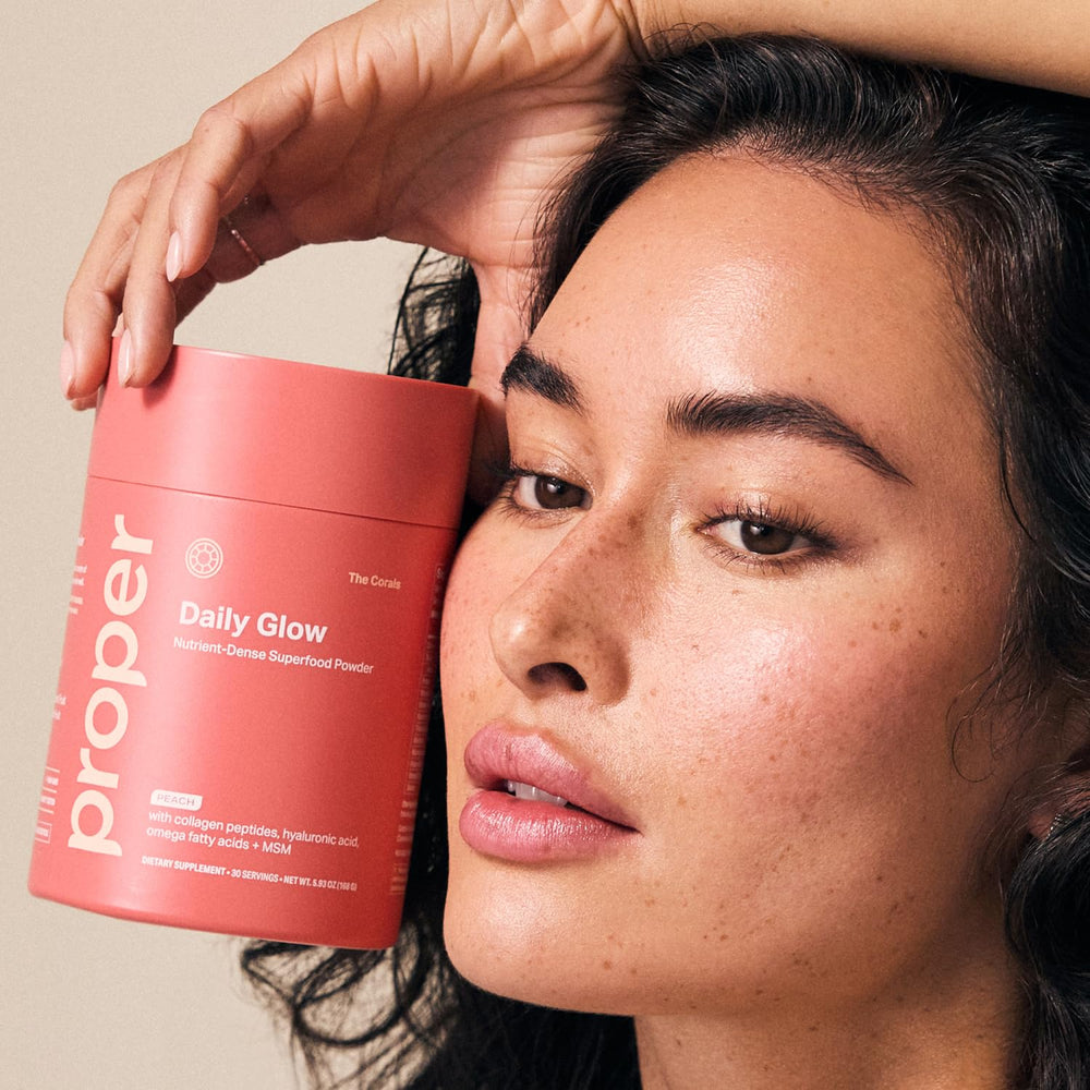 Proper Corals Daily Glow probiotic-enriched formula supports skincare focused wellness