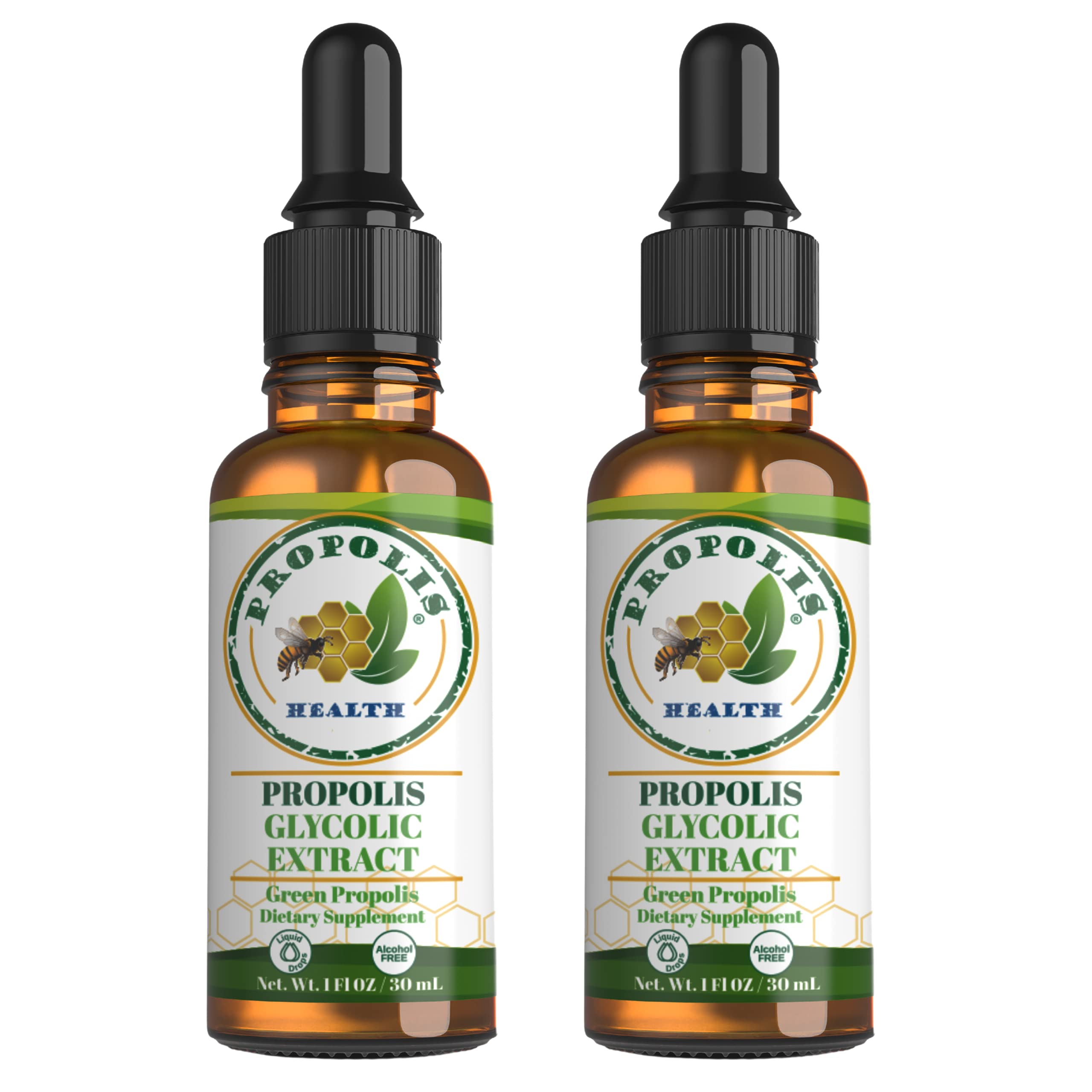 Propolis Health Green Propolis Extract bottle with dropper for convenient immune support.