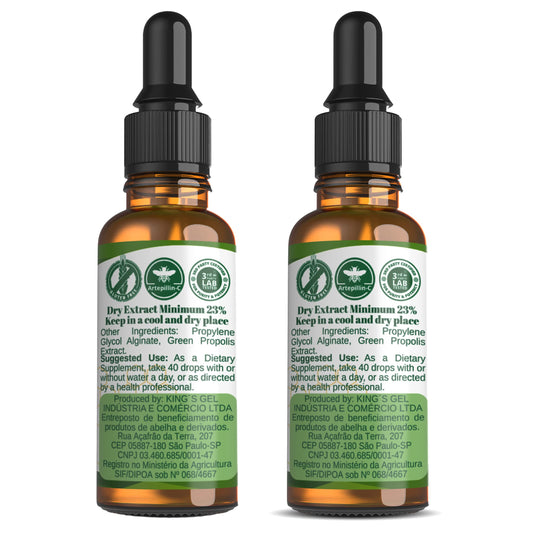 Bottle and dropper of Propolis Health Green Propolis Extract for daily wellness.