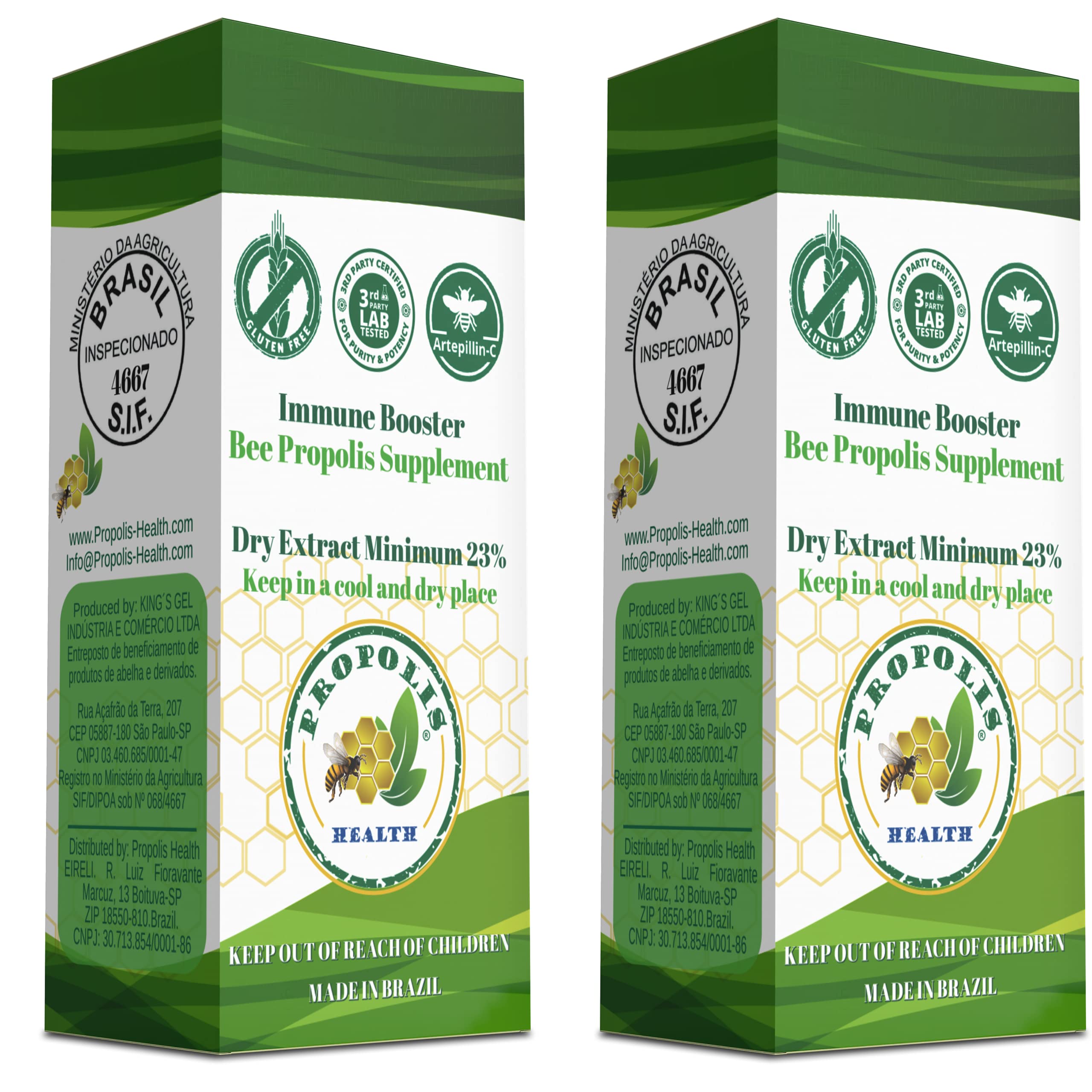 Label closeup showing natural ingredients and purity of Propolis Health Green Extract.