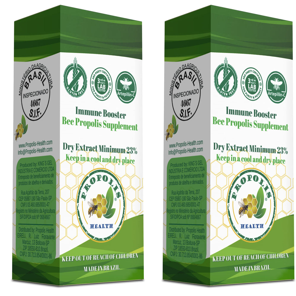 Label closeup showing natural ingredients and purity of Propolis Health Green Extract.