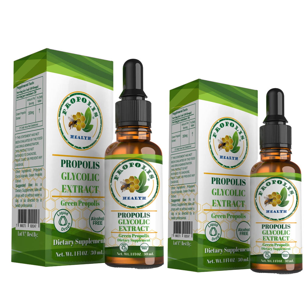 Pouring Propolis Health Green Propolis Extract into a cup for a quick immune boost.