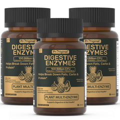 Proriginal Digestive Enzymes bottle with vegan capsules for daily gut support.