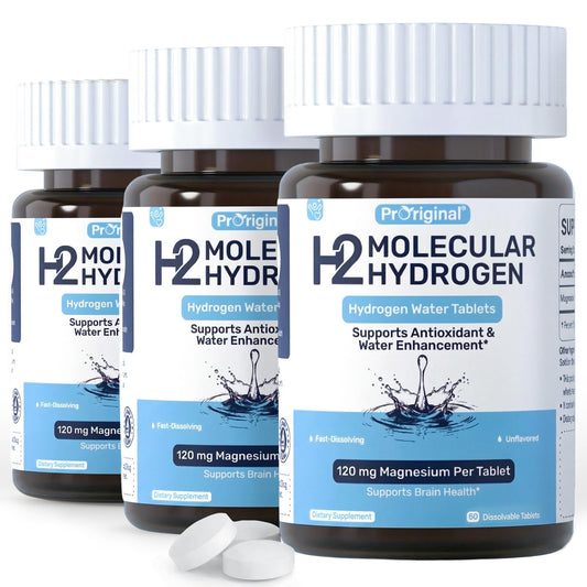 Proriginal hydrogen water tablet dissolving in a glass for a refreshing drink