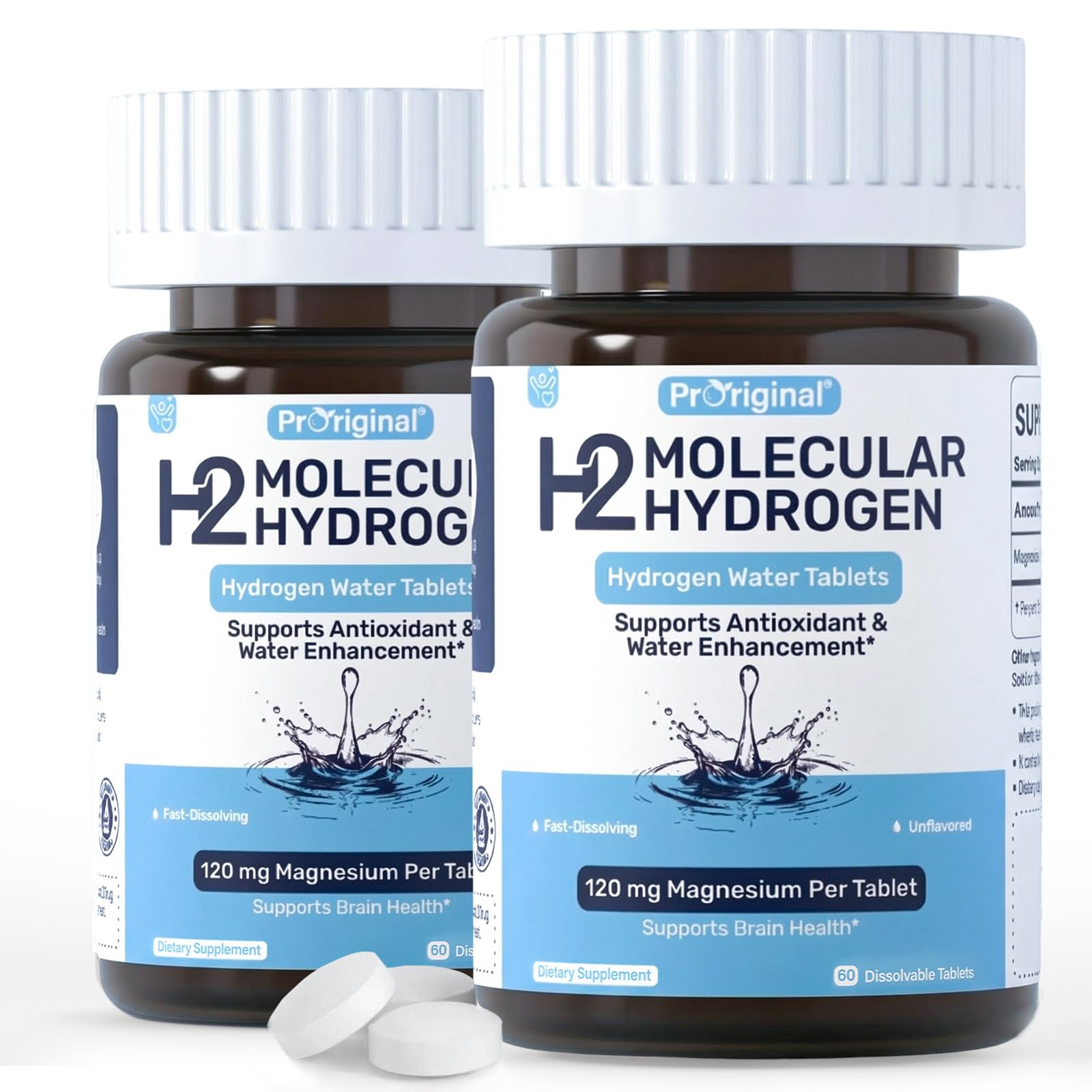 Proriginal hydrogen water tablets dissolving in glass for convenient hydration