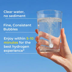 Proriginal Hydrogen Water Tablets glass with water illustrating on-the-go hydration.