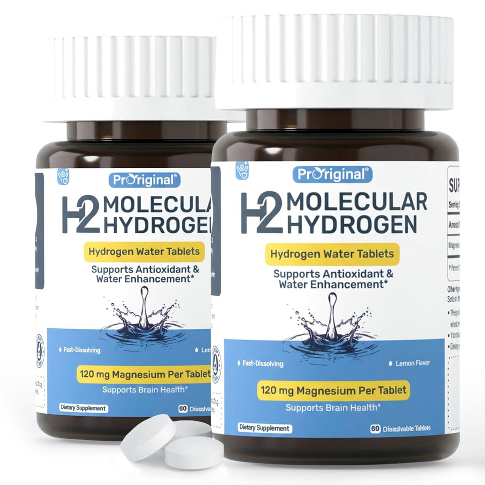 Proriginal Hydrogen Water Tablets lemon glass for refreshing hydration with a clean lemon flavor.
