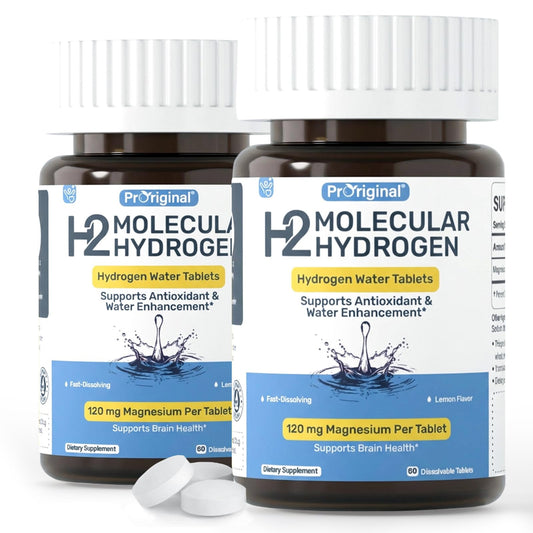 Proriginal Hydrogen Water Tablets lemon glass for refreshing hydration with a clean lemon flavor.