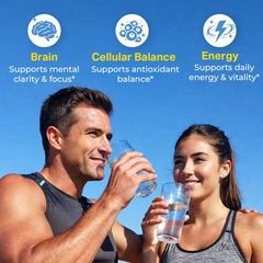 Proriginal tablets beside a workout bottle suggesting post-workout hydration.