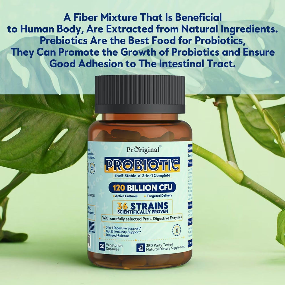Proriginal probiotics shelf-stable no-fridge image emphasizes convenient daily use.