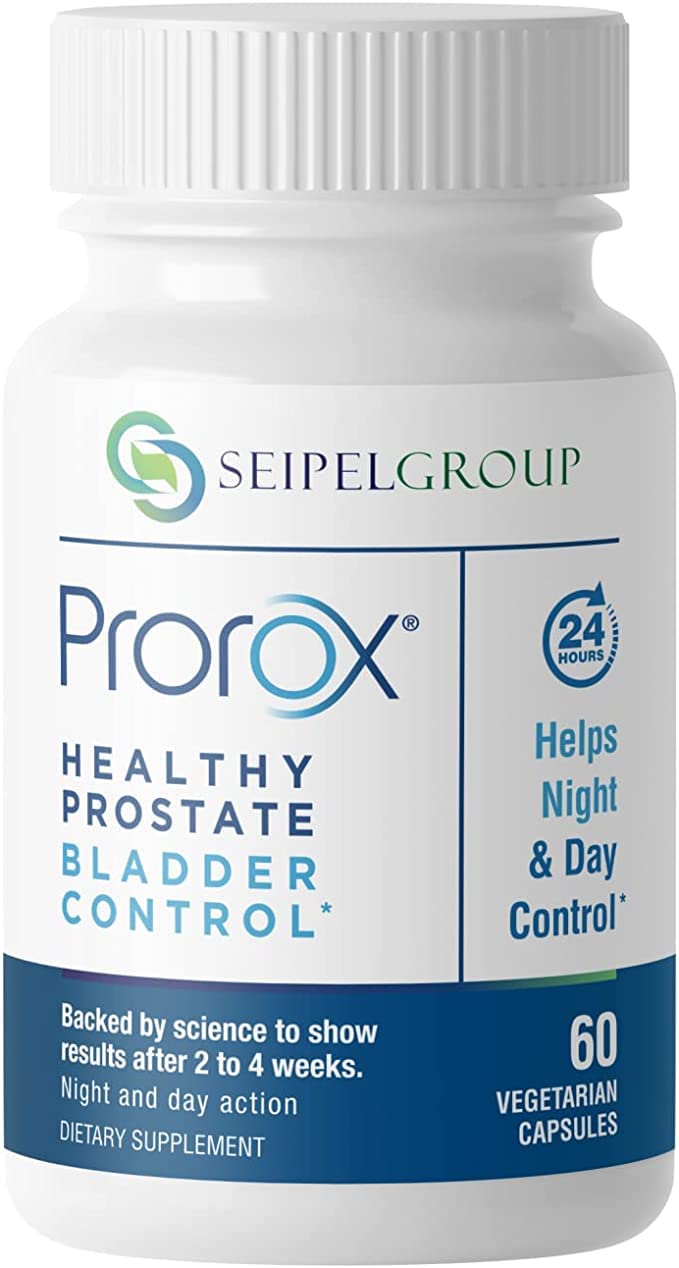 PROROX bottle close-up highlighting vegetarian capsules for prostate and bladder support.